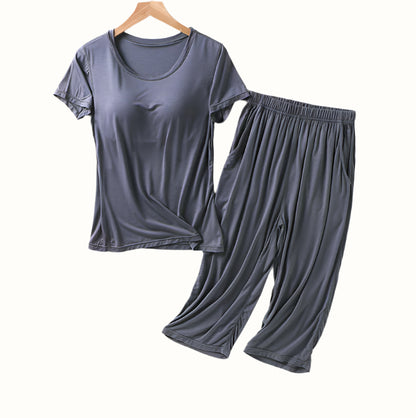 Sustainable Lounge Outfit with Built in bra, 3/4 Pants.