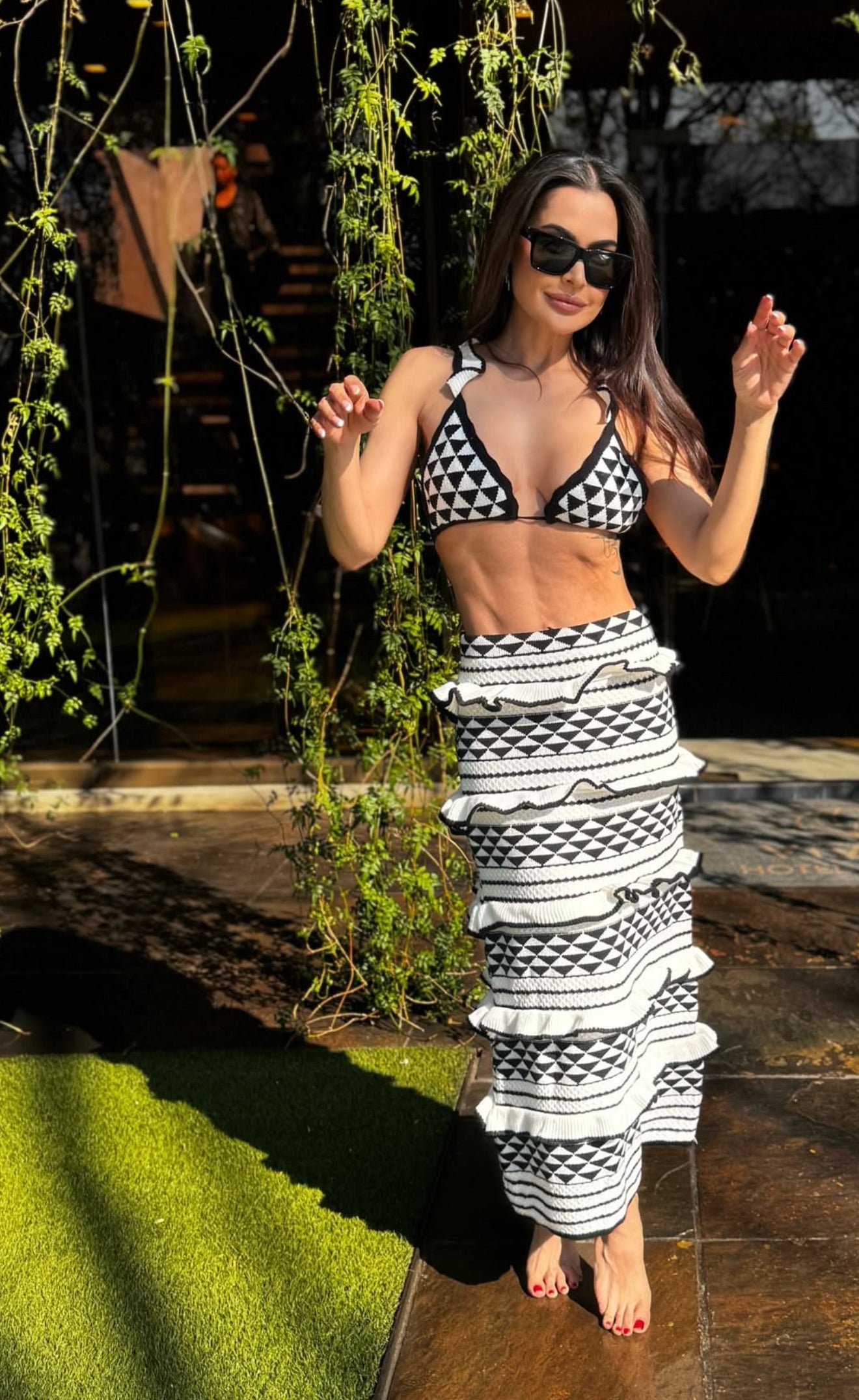 Black and White Knit Set