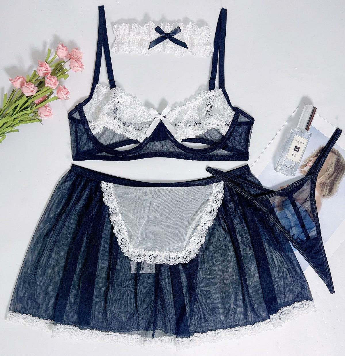 French Maid Cosplay Lingerie Set