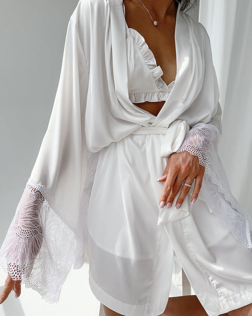Lace Pajama and Robe Set