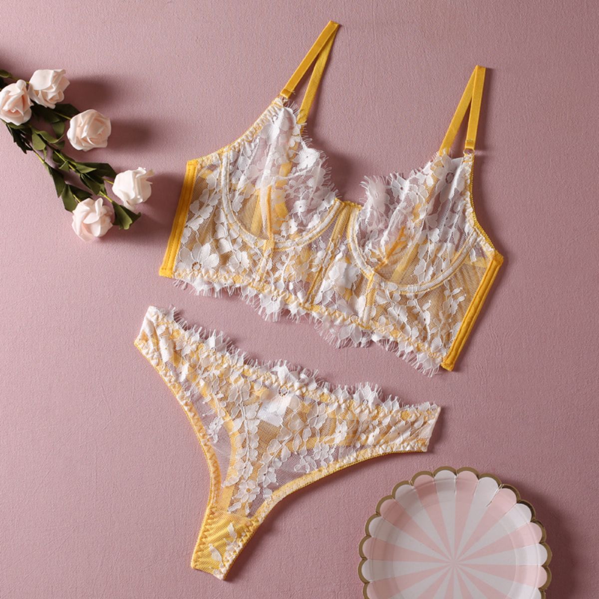 Bloomed Berry Lingerie Set KAAL